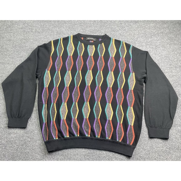 Vintage St Croix Sweater Men L Multi- Colored Cable 3D Knit Cotton Acrylic - Picture 2 of 7
